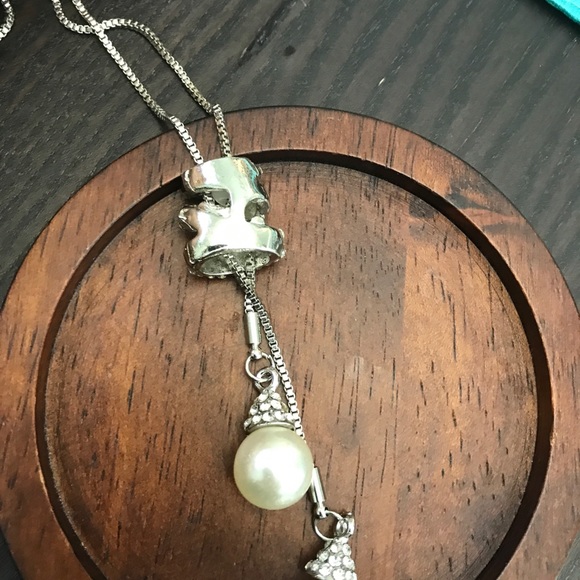 NEW!💙💎LONG PEARL LOOK CRYSTAL NECKLACE!💎💙LOVE! - Picture 4 of 15